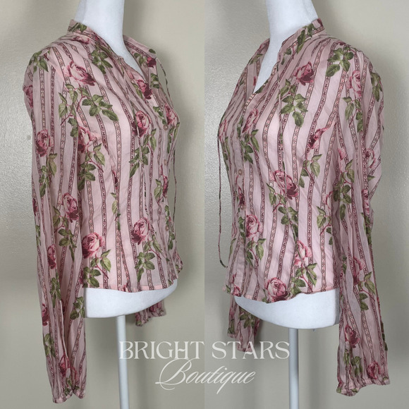 Rare Floral Top ASO Fred in Angel Vintage Pink Rose Long Sleeve Amy Acker - Picture 5 of 10